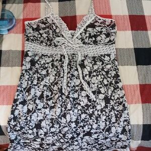 Floral Black and White Dress